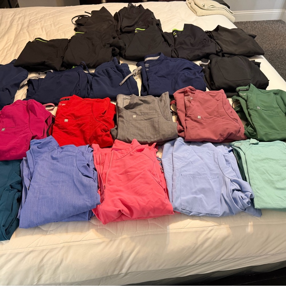 Fabletics and Landau women’s scrubs- Bold and Soft Hues